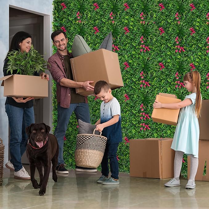 Boxwood Panels, Grass Wall 20"x20"(12pcs), Artificial Greenery Backdrop Wall Panels for Privacy Screen, Sun Protected Green Wall Decor for Outdoor, Indoor, Garden, Backyard and Décor