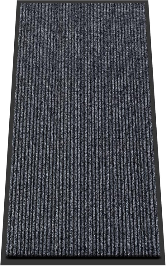 Kuyal Front Door Mat, 2'x4' Indoor Outdoor Entrance, Commercial Floor Inside Outside Entrance, Heavy Duty Durable Welcome Mat, Rubber Backing Non Slip Outdoor Rug for Entryway,Dark Gray