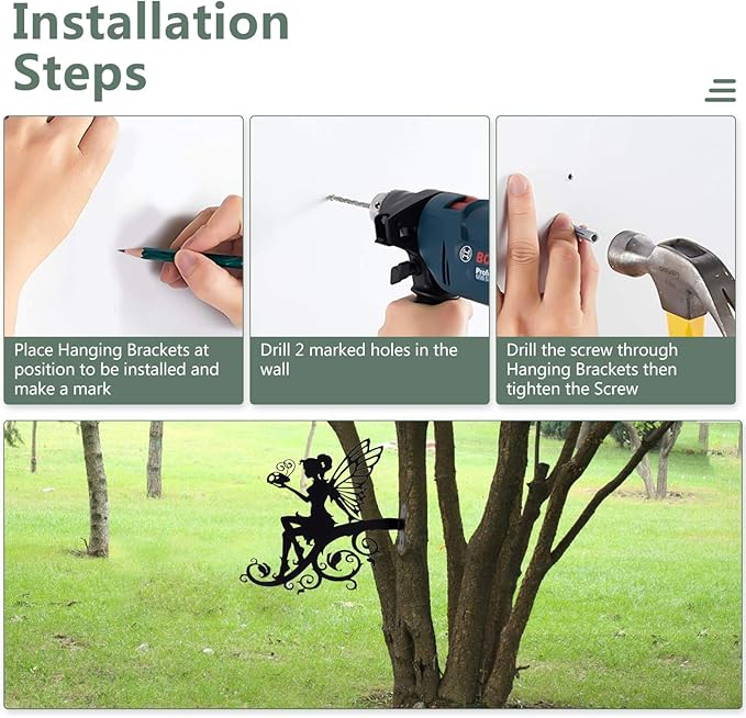 DOITOOL Decorative Hanging Plant Bracket, Fairy Hook Iron Bracket Outdoor Plant Hanger for Hanging Flower Pots Bird Feeder Lantern and Wind Chimes