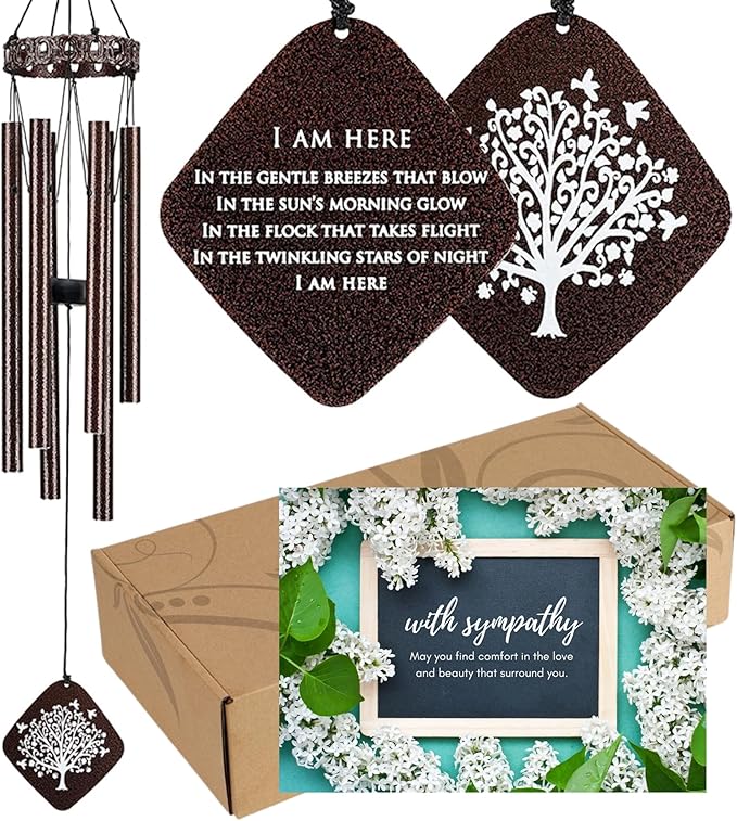 Memorial Wind Chimes I Tree of Life Wind Chime I Windchimes in Memory of a Loved One I Bereavement Gift for Loss of Father, Mother, Wife, Husband I Condolence Remembrance Gift I 29" Bronze