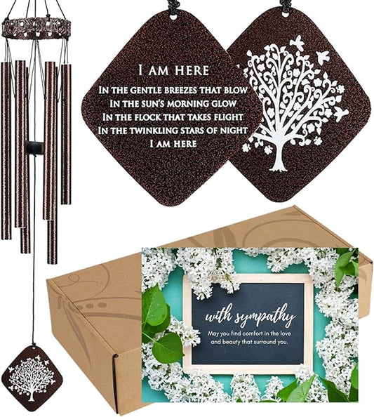 Memorial Wind Chimes I Tree of Life Wind Chime I Windchimes in Memory of a Loved One I Bereavement Gift for Loss of Father, Mother, Wife, Husband I Condolence Remembrance Gift I 29" Bronze
