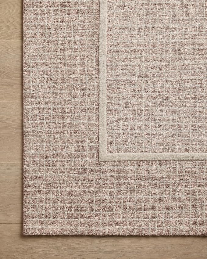 Loloi Chris Loves Julia Briggs Collection, Blush & Ivory, 8'-6" x 11'-6" Area Rug – Minimal Gritted Design Area Rugs for Living Room Bedroom Entryway & Hallway No Shed High Traffic Home Decor Rug