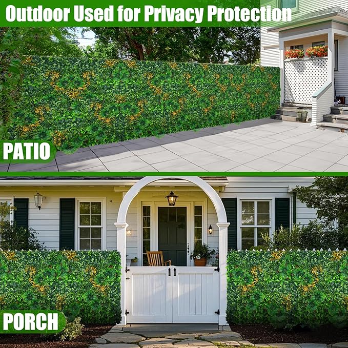 Grass Wall Panels, 20"x20" 8pcs Artificial Grass Backdrop Wall with Tropical Leaves, UV-Anti Faux Greenery Plant Boxwood Panels for Privacy Fence Screen, Green Wall Decor for Outdoor Indoor