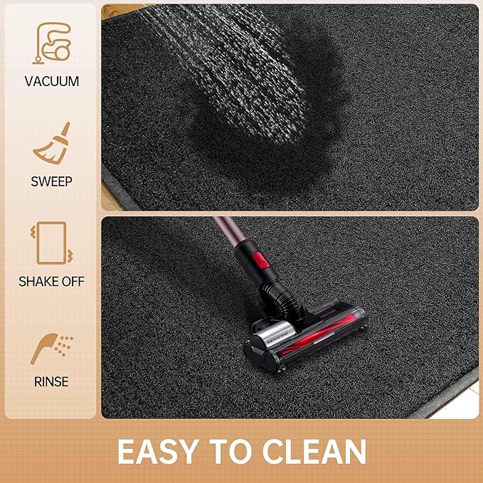 Large Front Door Mat, 48" x 72" Heavy Duty Outdoor Indoor Mats to Trap Dirt and Moisture, Non-Slip Waterproof Doormat Inside Entrance, Washable Welcome Mats for Home Entryway（Black）
