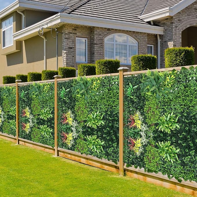 Artificial Grass Wall Panels, 2 Pack 40“x40” Boxwood Hedge UV Protected Greenery Privacy Grass Wall Decor Indoor Outdoor Wedding Garden Decor
