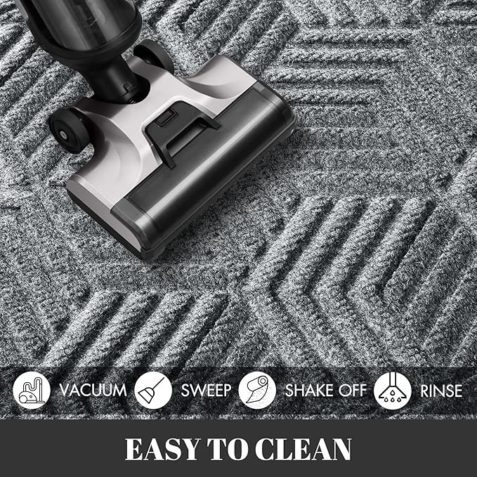 Yimobra Outdoor Indoor Runner Mat 72x24, All-Season Waterproof Entrance Mat for Front Door with Drainage Holes, Heavy Duty Non-Slip Doormat for Garage Patio Entryway, Black Gray