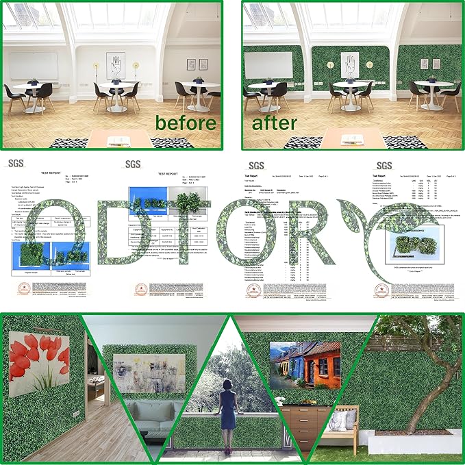 Artificial Boxwood Hedge Wall Panels: 20 X 20 in 26P UV-Anti More Dense Greenery Grass Wall Backdrop Panels for Indoor Outdoor Green Wall Decor & Ivy Fence Covering Privacy