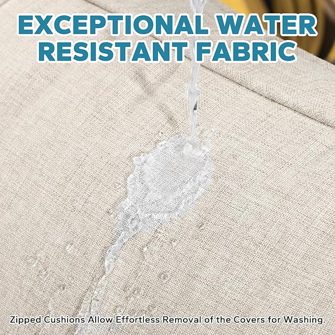 3 Pieces Patio Conversation Furniture Set - 2 Swivel Chairs, 1 Side Table, Outdoor Wicker Rocking Glider Armchairs with Washable Cushions for Porch, Balcony, Sunroom (Beige)