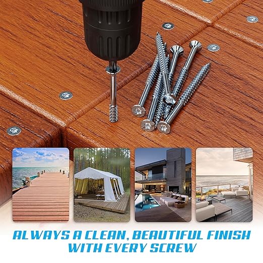 #10 x 2 1/2 Inch 316 Stainless Steel Screws Marine Grade (1500 Pack, T25 Star) | Stainless Steel Wood Screws w/Driver Bit by Eagle Claw Fasteners | High Corrosion Resistance for Coastal Construction