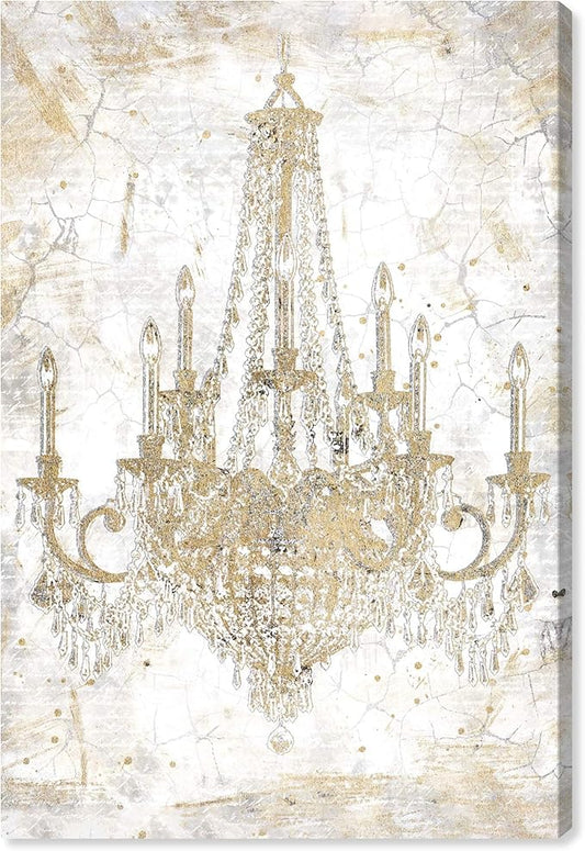 The Oliver Gal Artist Co. Fashion and Glam Wall Art Canvas Prints Chandeliers Home Décor, 36 in x 54 in, Gold, White