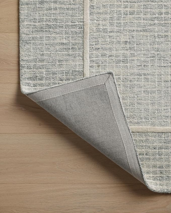 Loloi Chris Loves Julia Briggs Collection, Mist & Ivory, 8'-6" x 11'-6" Area Rug – Minimal Gritted Design Area Rugs for Living Room Bedroom Entryway & Hallway No Shed High Traffic Home Decor Rug