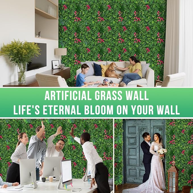 Boxwood Panels, Grass Wall 20"x20"(12pcs), Artificial Greenery Backdrop Wall Panels for Privacy Screen, Sun Protected Green Wall Decor for Outdoor, Indoor, Garden, Backyard and Décor