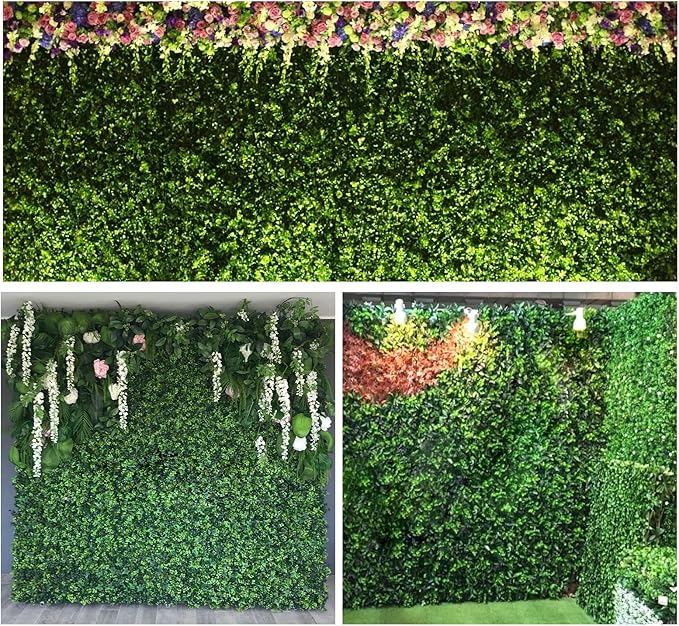Boshen Artifical Grass Wall Backdrop 12PCS 10"x10" Boxwood Panels Grass Boxwood Hedge Wall Greenery UV Protected Artificial Grass Wall Decor for Party Wedding Backyard Indoor Outdoor
