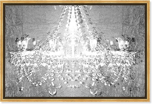 The Oliver Gal Artist Co. Fashion and Glam Framed Wall Art Canvas Prints 'Dramatic Entrance Chrome' Chandeliers