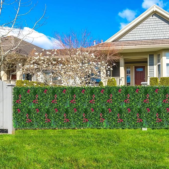 Boxwood Panels, Grass Wall 20"x20"(12pcs), Artificial Greenery Backdrop Wall Panels for Privacy Screen, Sun Protected Green Wall Decor for Outdoor, Indoor, Garden, Backyard and Décor