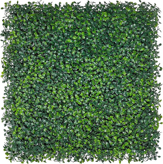 Artificial Grass Wall Backdrop Panels: 10 by 10 in (8 Pcs) UV-Anti Greenery Boxwood Panels for Indoor Outdoor Green Wall Decor & Ivy Fence Covering Privacy