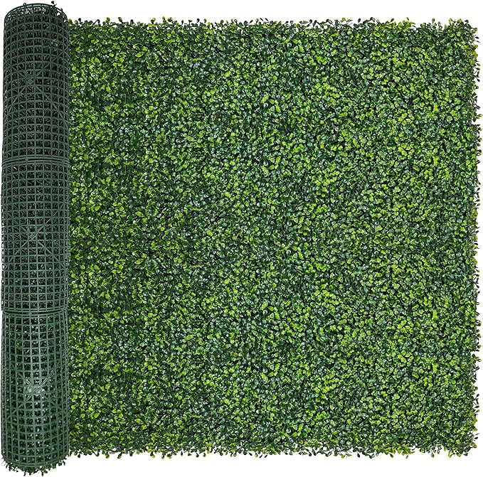 Artificial Boxwood Roll Panels,48 X 120 in(40 sqft) UV-Anti Artificial Ivy Privacy Fence Wall Screen for Indoor Outdoor Green Grass Wall Decor & Ivy Fence Covering Privacy