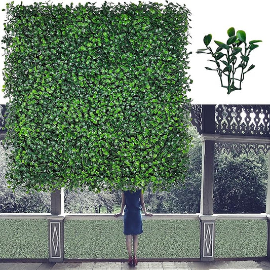 Artificial Grass Wall Panels,20X20 in 6P UV-Anti Greenery Boxwood Panels for Indoor Outdoor Green Wall Decor & Ivy Fence Covering Privacy